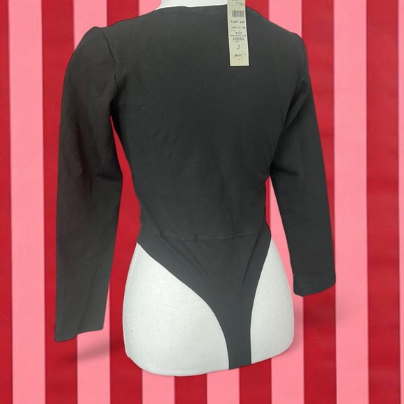 Black Long Sleeve Top with Rose Embroidery - Picture 2 of 5